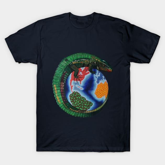 World Caiman Lizard T-Shirt by Platinumfrog